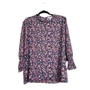 Maison D’Amelie Sheer Textured Floral Blouse Top L